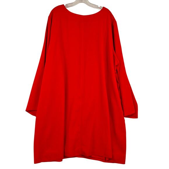 Maree Pour Toi Red Shift Dress Women’s Plus Size 26 Long Sleeve V-neck 3389 - Picture 6 of 14